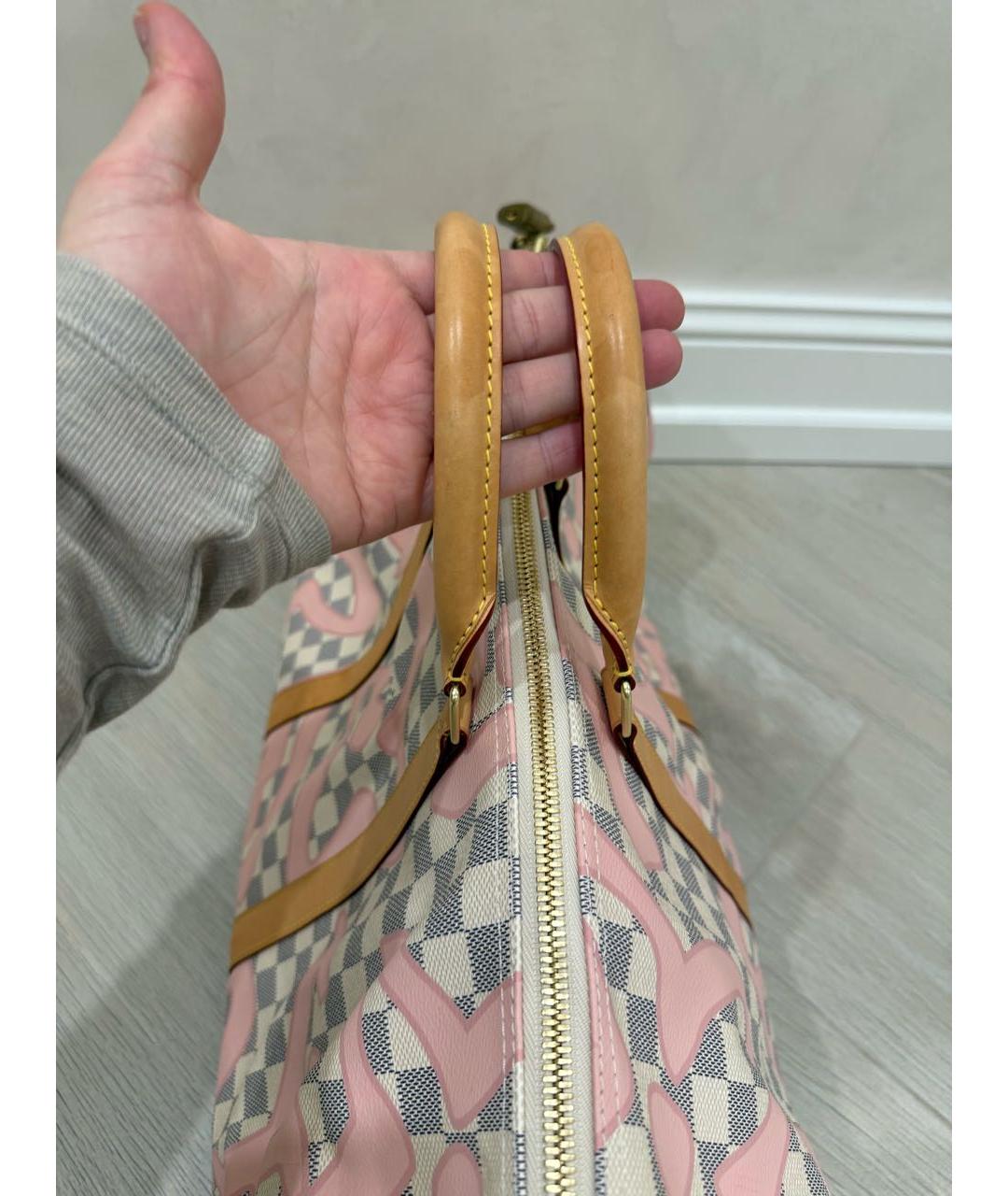 LOUIS VUITTON Белая кожаная дорожная/спортивная сумка, фото 4