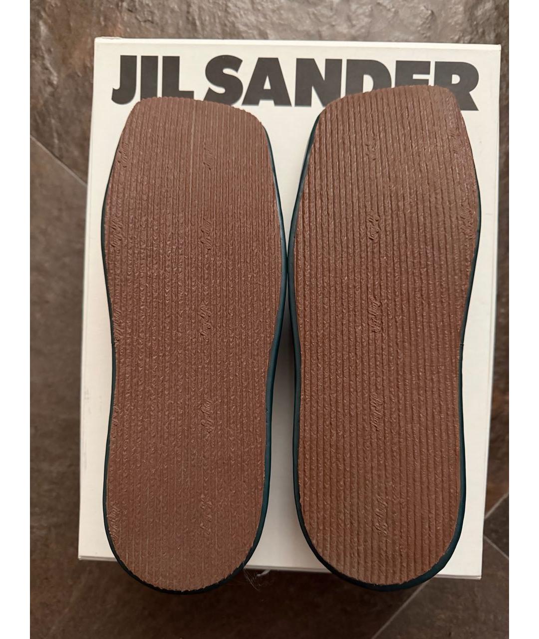 JIL SANDER Зеленые кожаные лоферы, фото 4