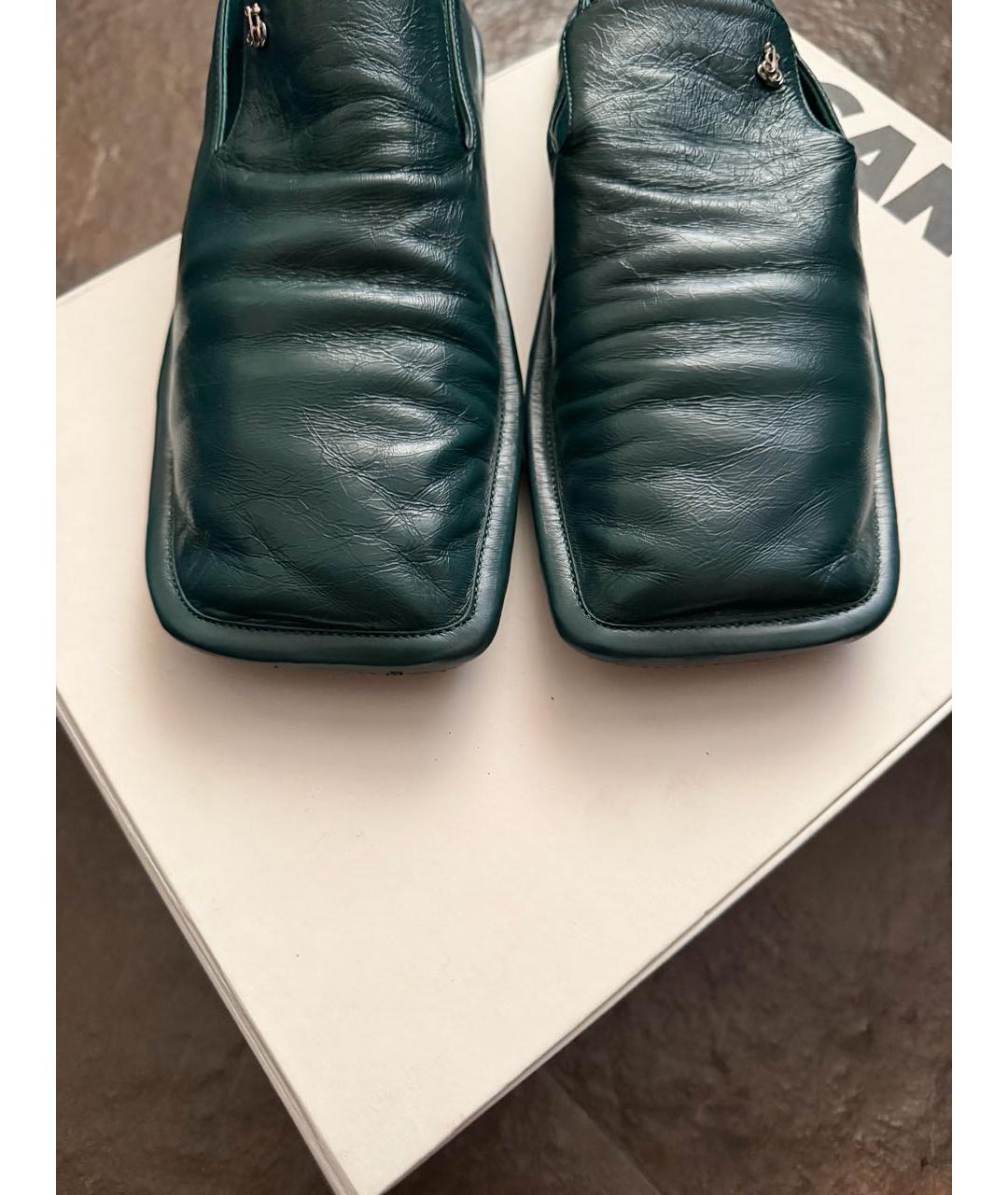 JIL SANDER Зеленые кожаные лоферы, фото 3
