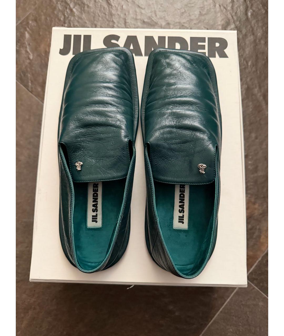 JIL SANDER Зеленые кожаные лоферы, фото 2
