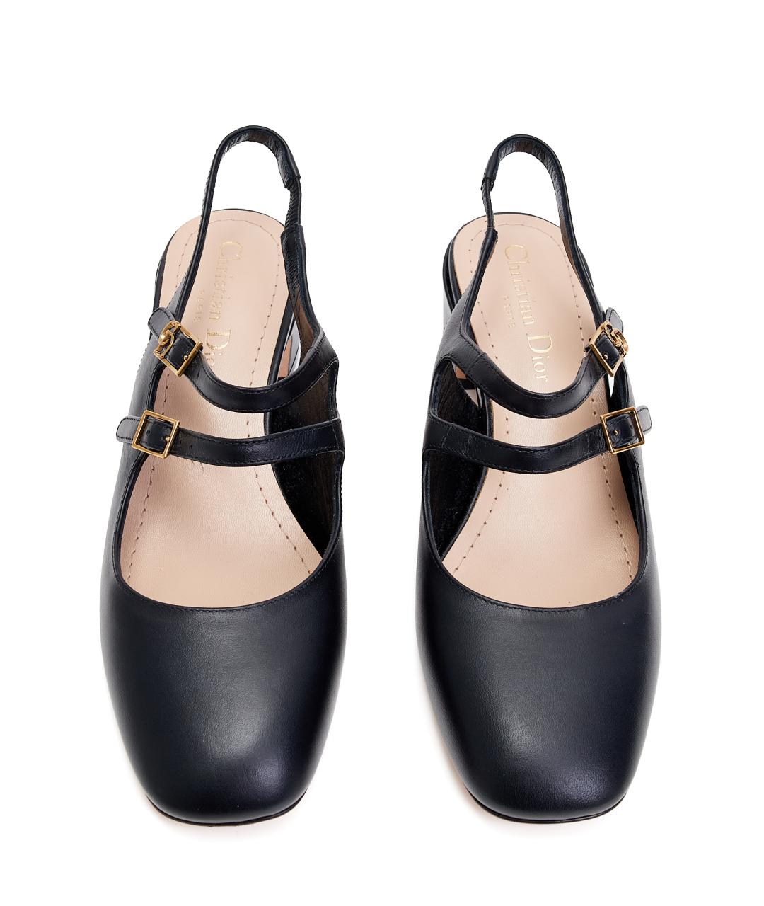 CHRISTIAN DIOR Черные кожаные лодочки на низком каблуке, фото 3