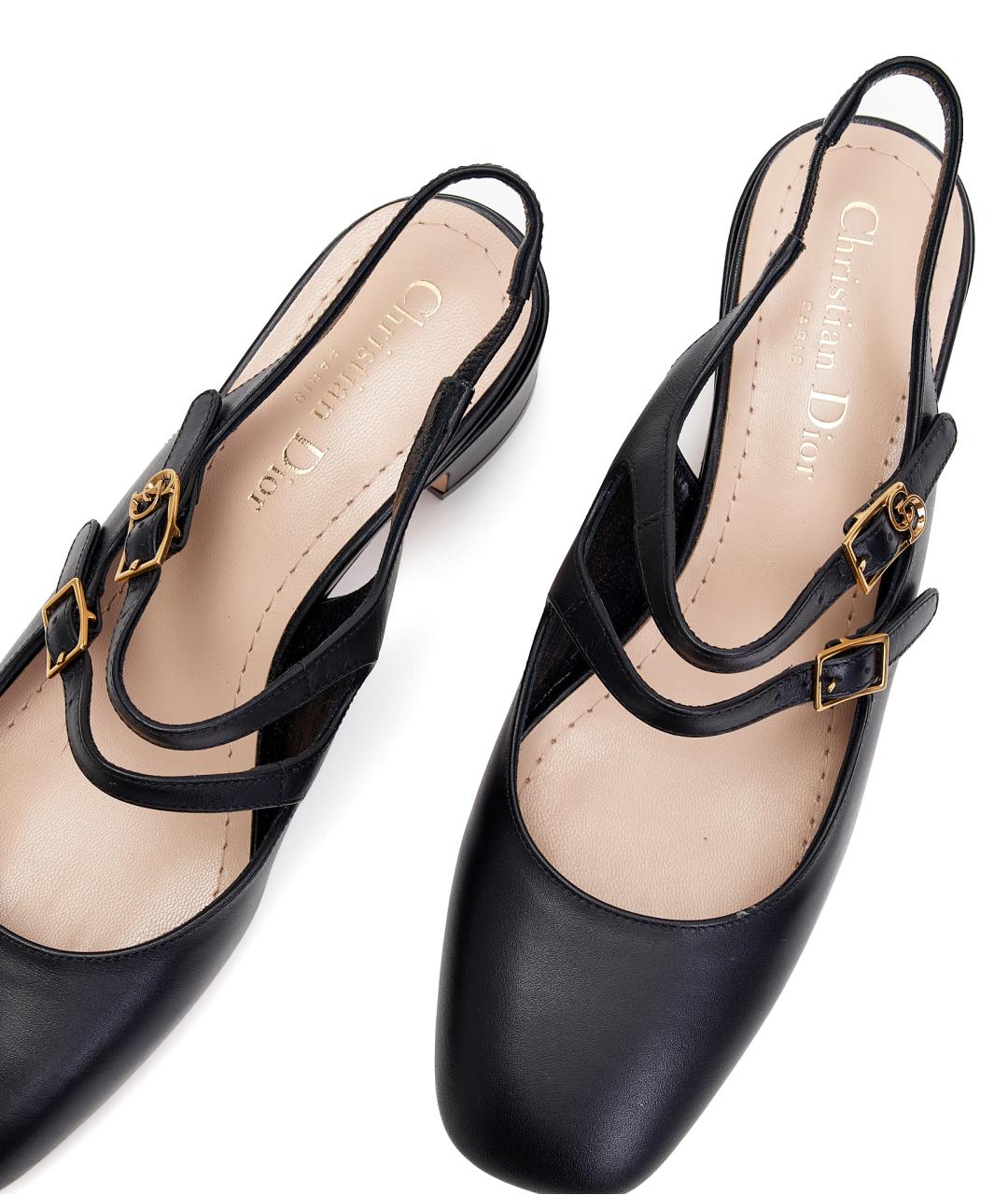 CHRISTIAN DIOR Черные кожаные лодочки на низком каблуке, фото 4
