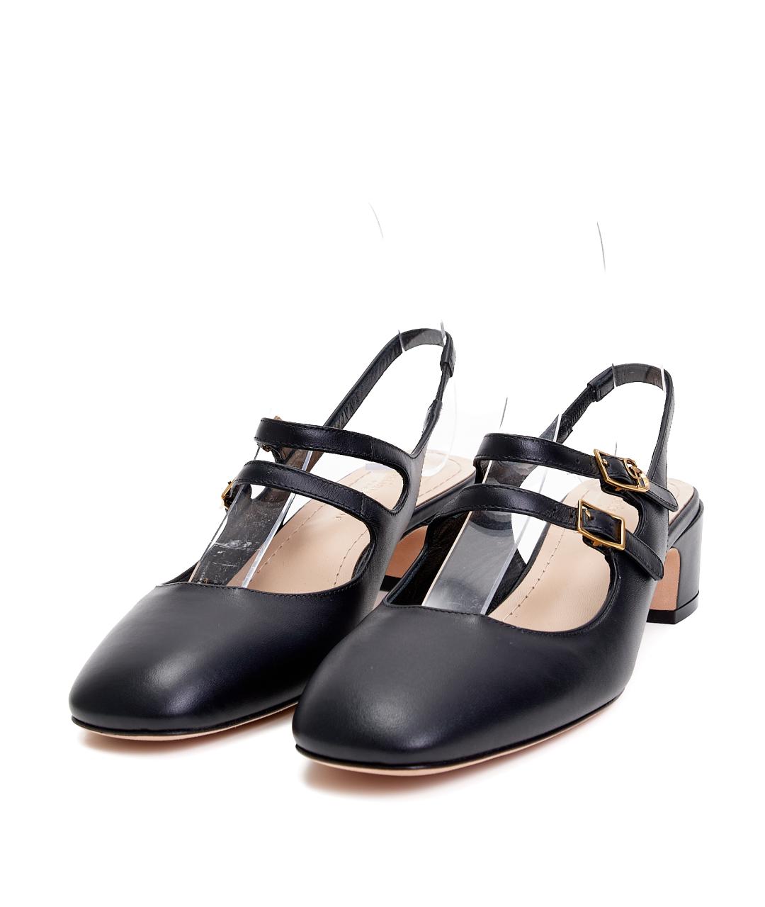 CHRISTIAN DIOR Черные кожаные лодочки на низком каблуке, фото 2