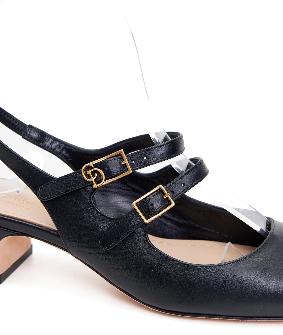 CHRISTIAN DIOR Черные кожаные лодочки на низком каблуке, фото 5