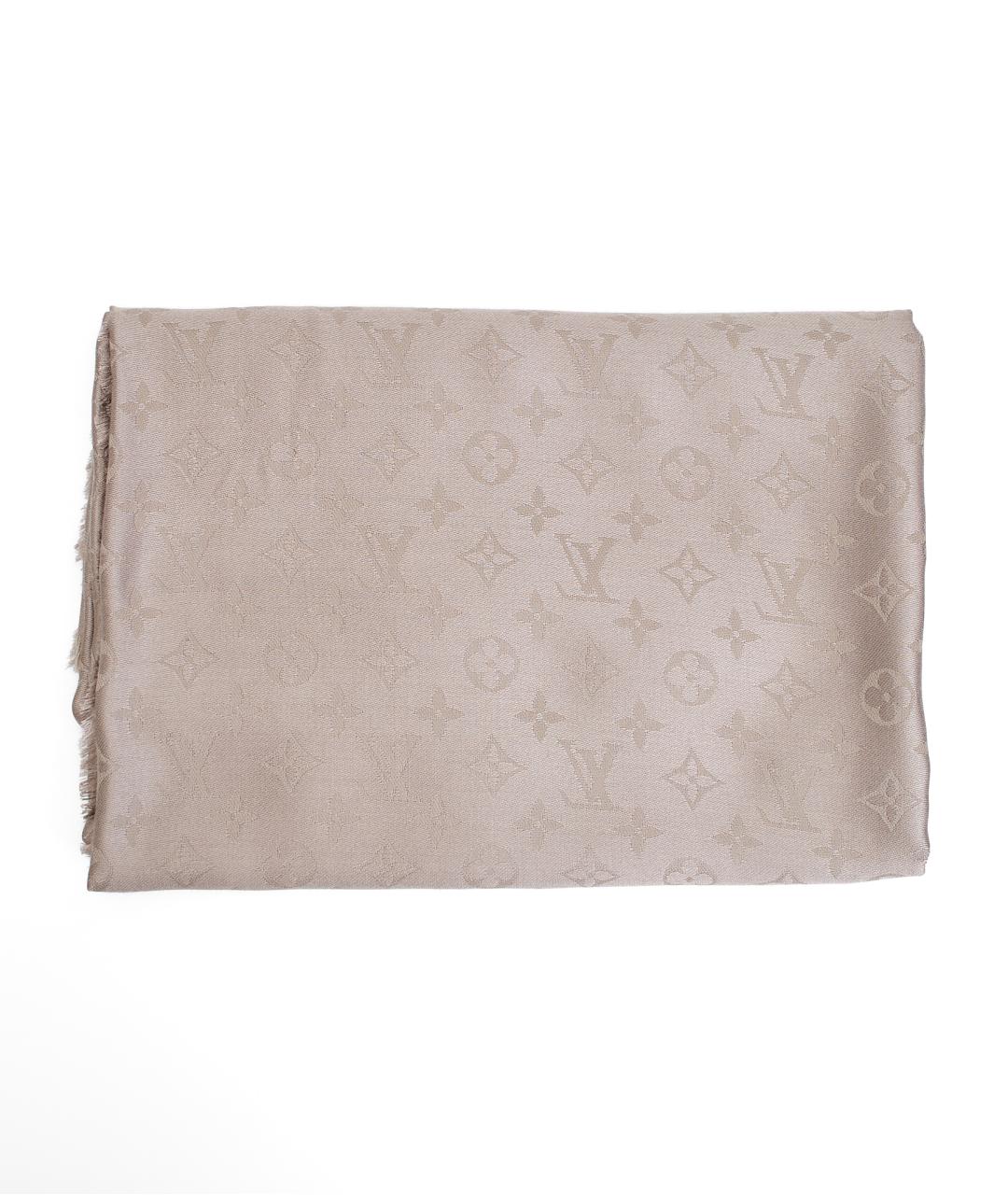 LOUIS VUITTON Бежевый шелковый платок, фото 1