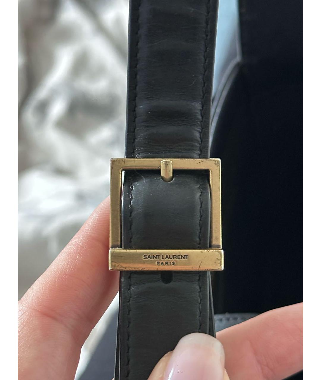 SAINT LAURENT Черная кожаная сумка с короткими ручками, фото 5
