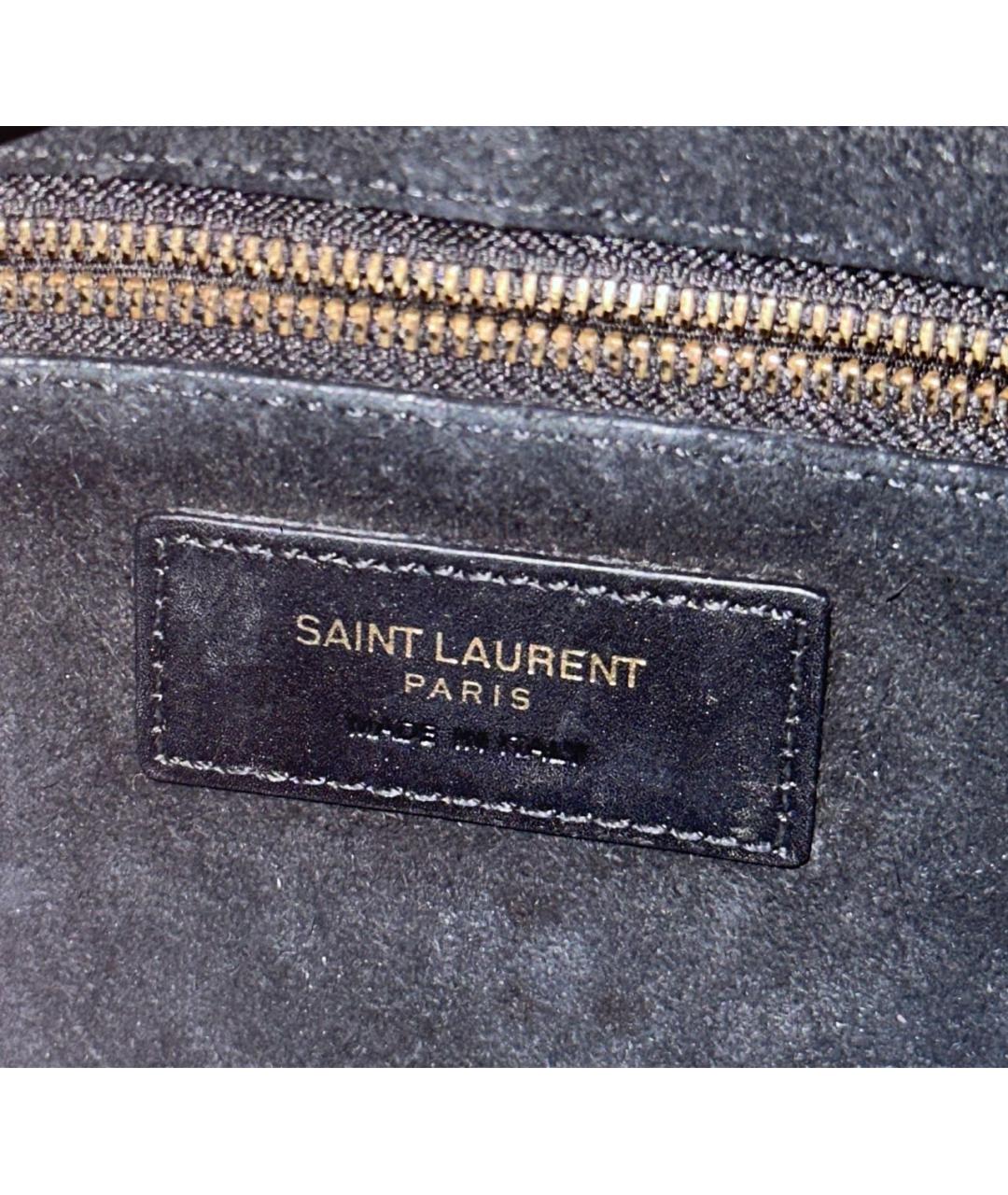 SAINT LAURENT Черная кожаная сумка с короткими ручками, фото 6