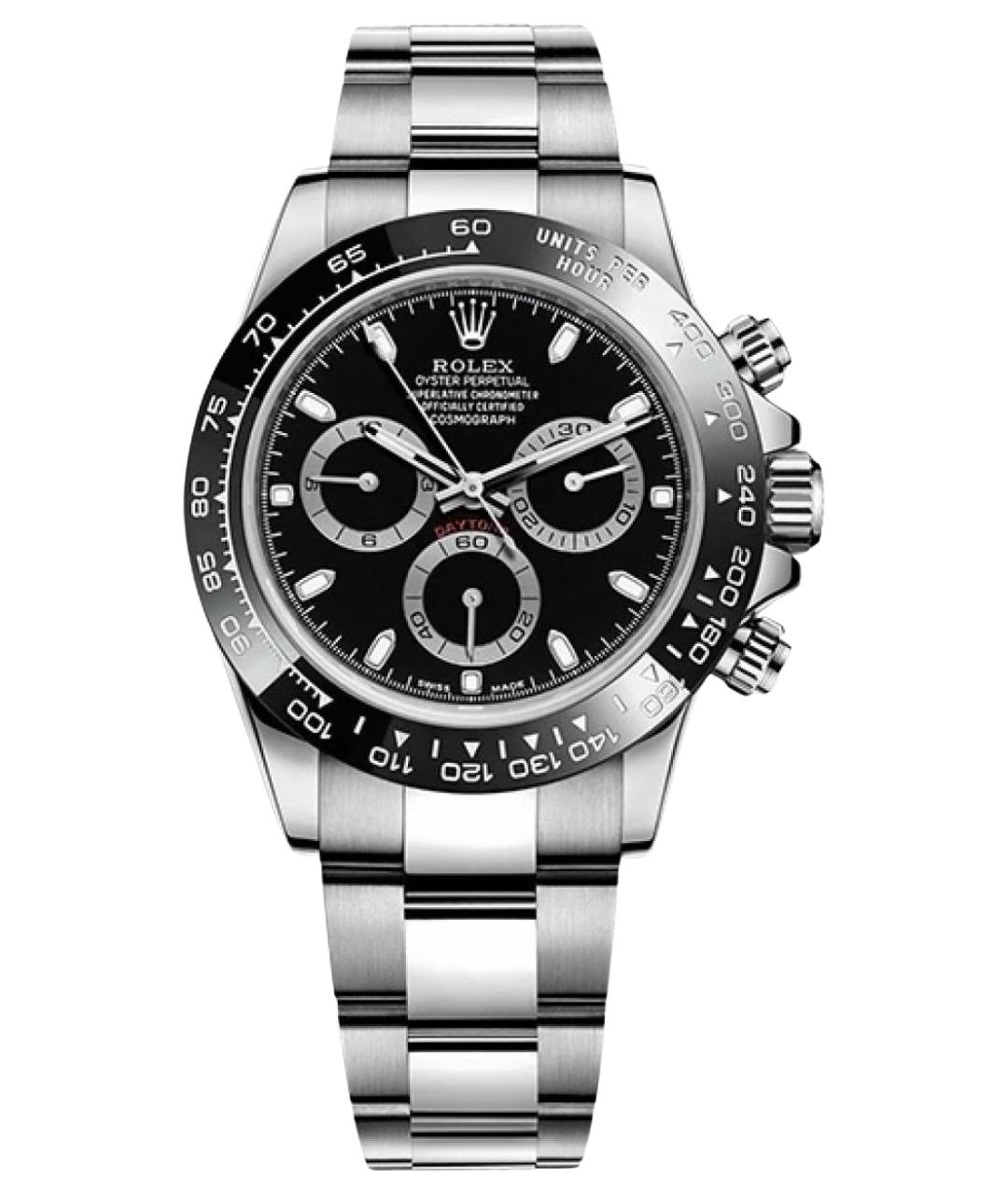 ROLEX Черные металлические часы, фото 1