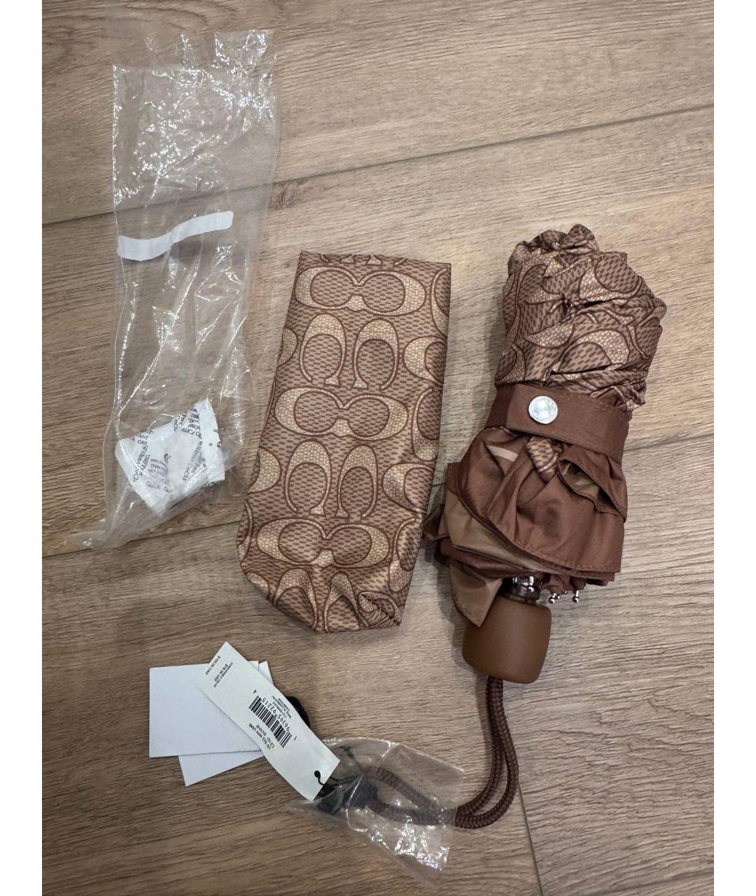 COACH Коричневый зонт, фото 9