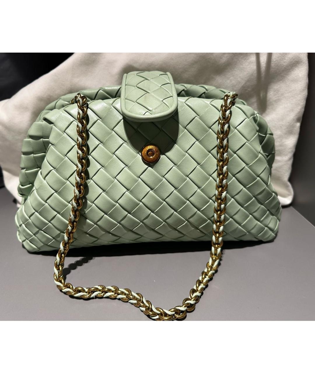 BOTTEGA VENETA Салатовая кожаная сумка через плечо, фото 6