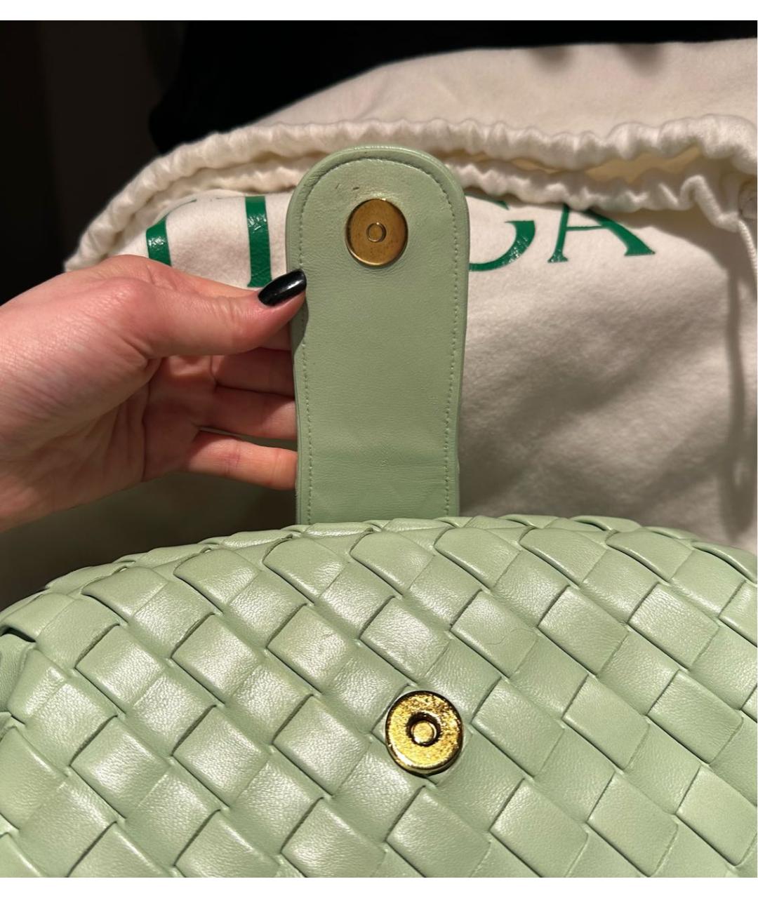 BOTTEGA VENETA Салатовая кожаная сумка через плечо, фото 3