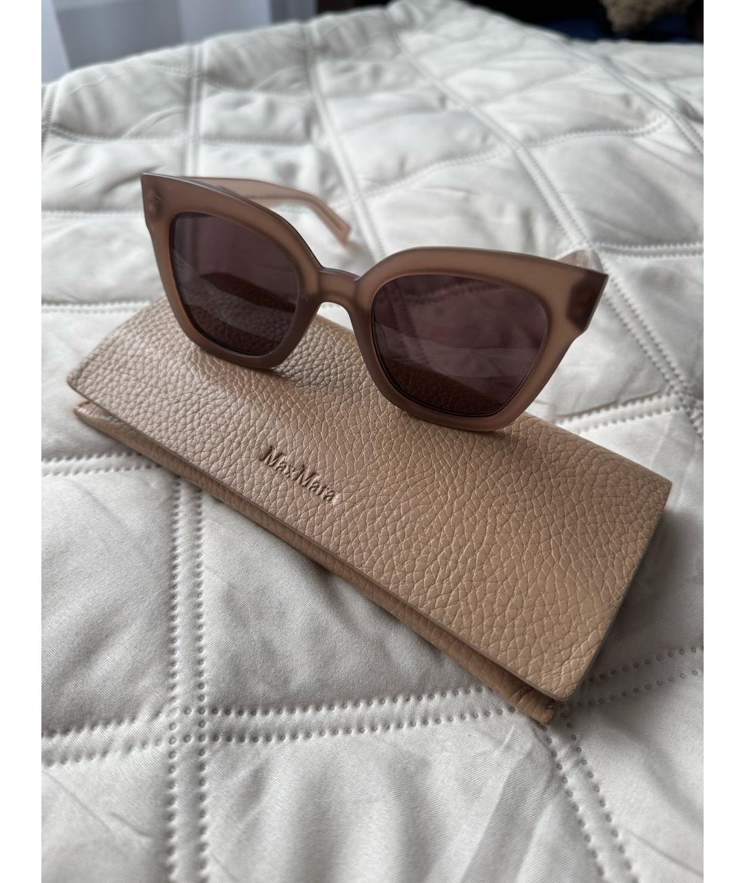 MAX MARA Бежевые пластиковые солнцезащитные очки, фото 4