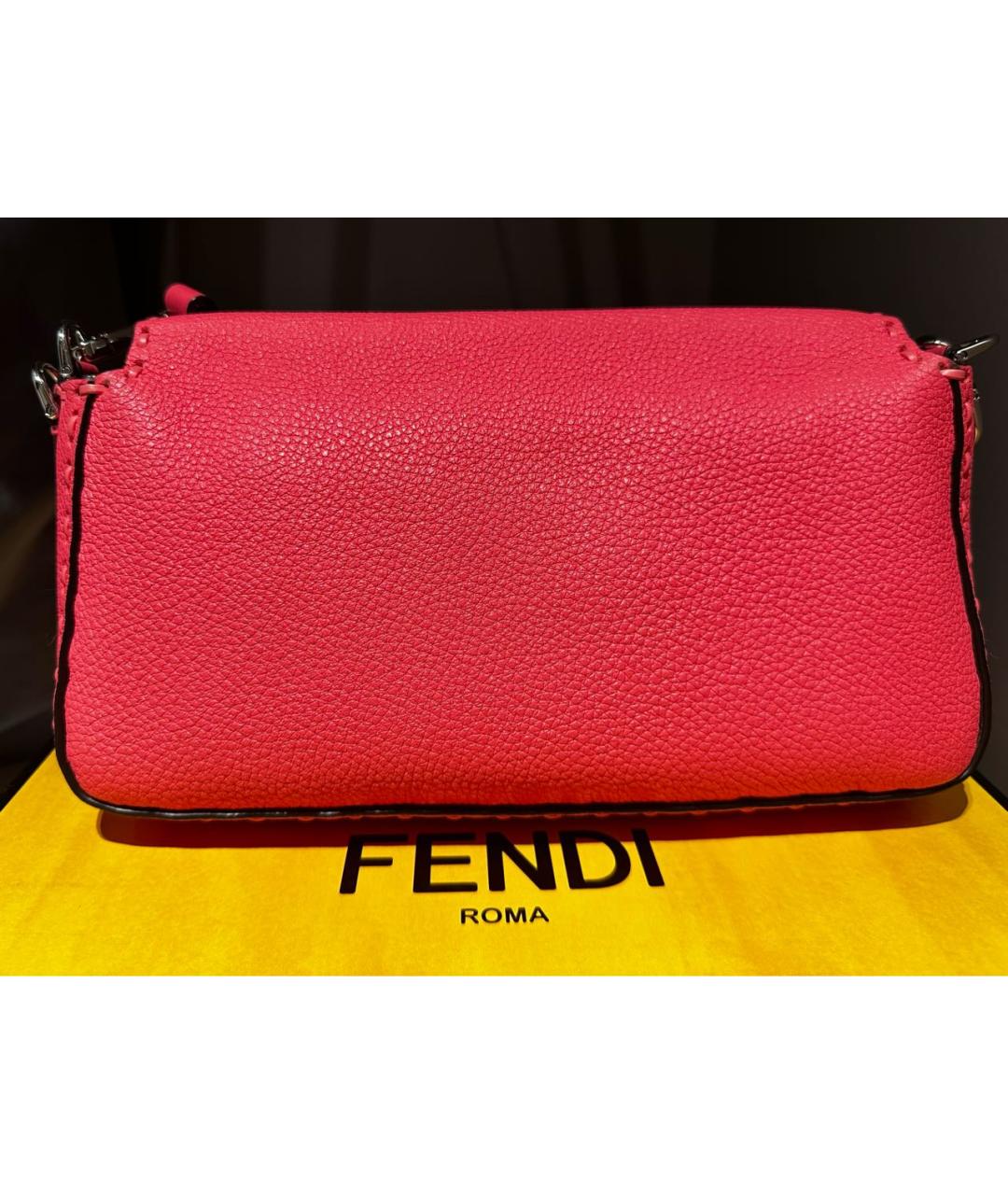 FENDI Розовая кожаная сумка с короткими ручками, фото 3