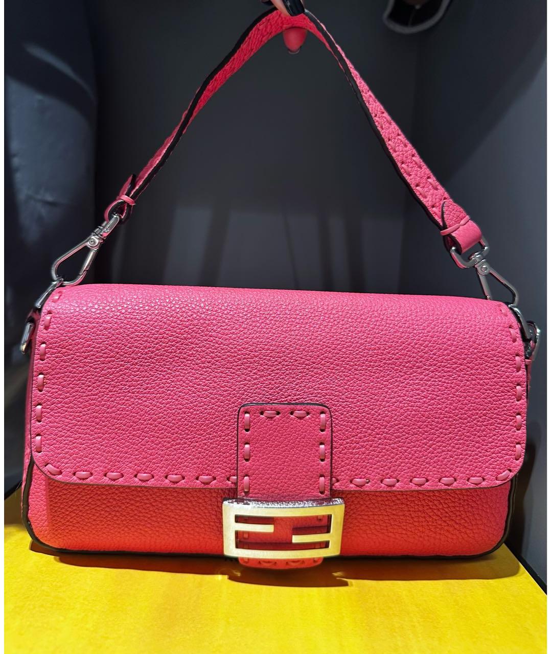 FENDI Розовая кожаная сумка с короткими ручками, фото 8