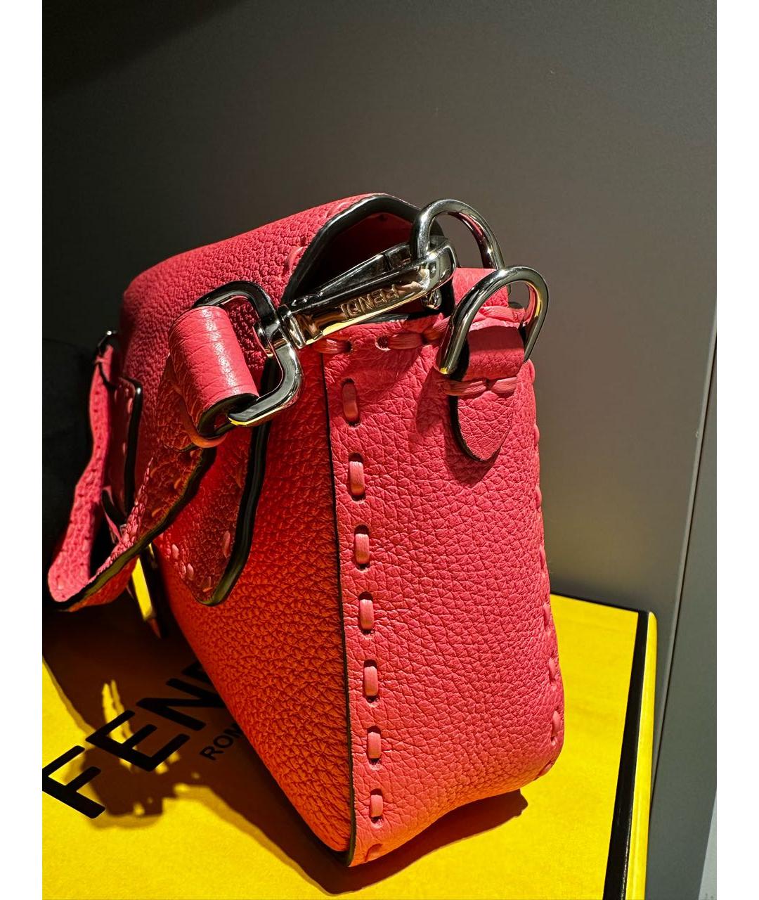 FENDI Розовая кожаная сумка с короткими ручками, фото 2