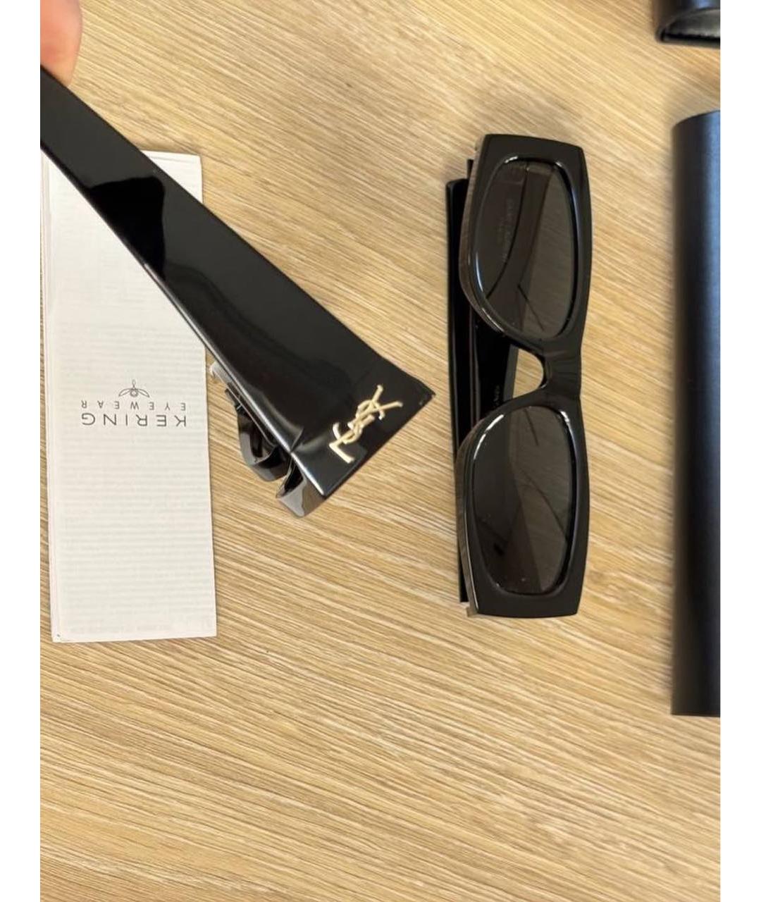 SAINT LAURENT Черные пластиковые солнцезащитные очки, фото 7