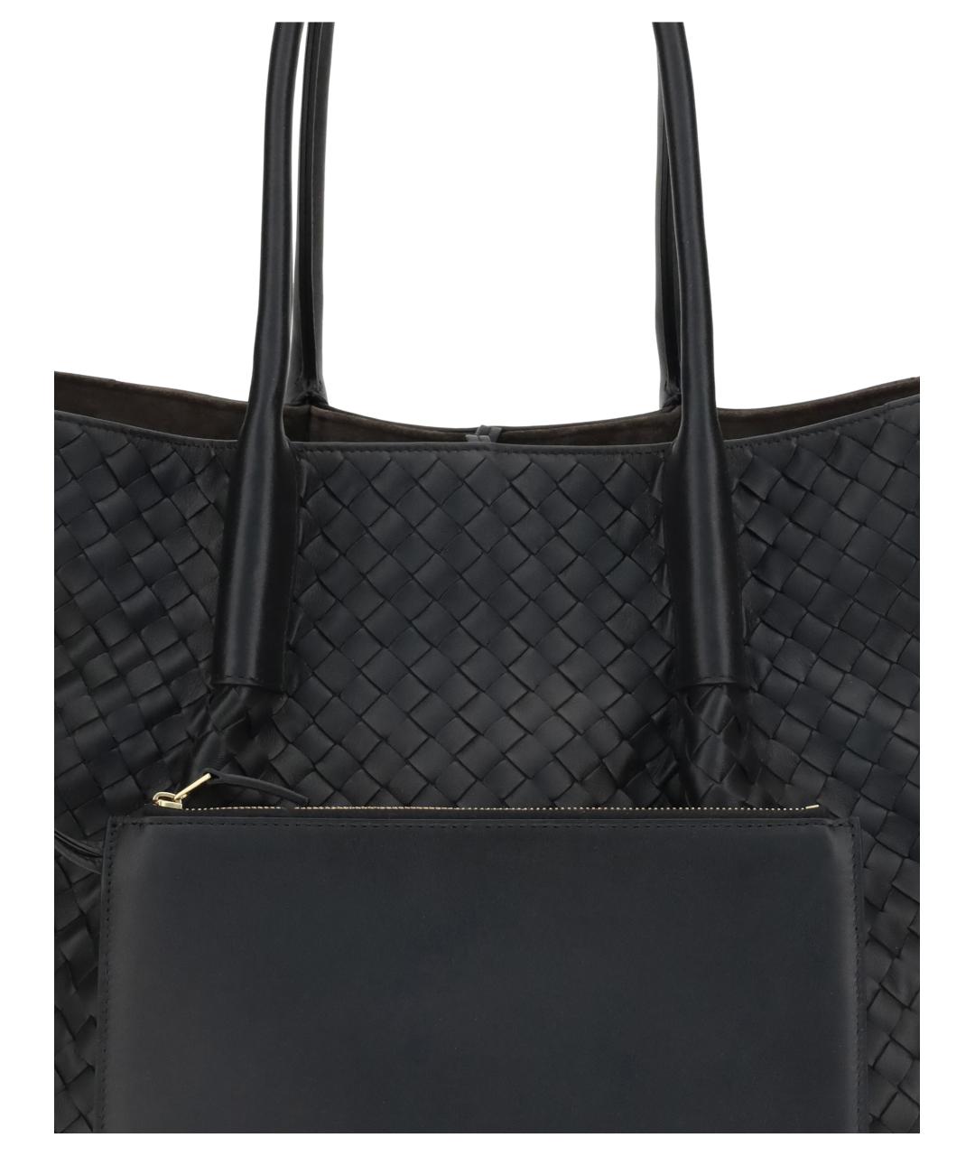 BOTTEGA VENETA Черная кожаная сумка с короткими ручками, фото 4