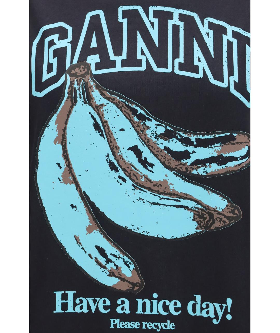 GANNI Черная хлопковая футболка, фото 3