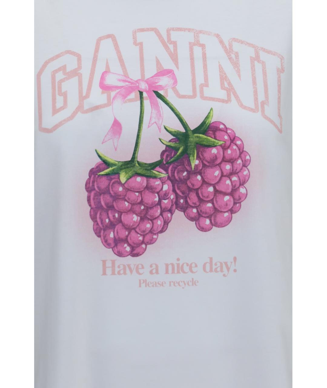 GANNI Белая хлопковая футболка, фото 3