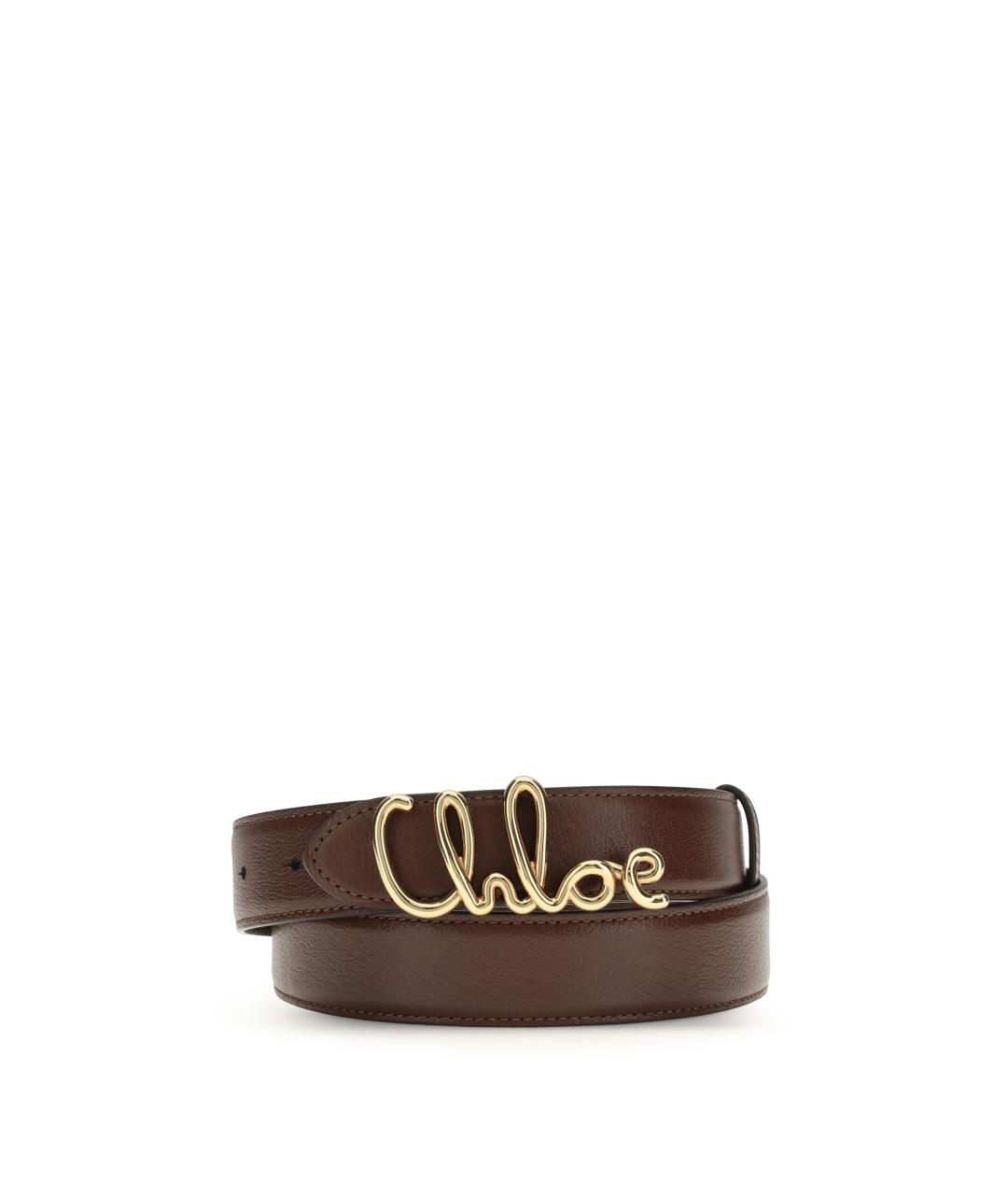 CHLOE Коричневый кожаный ремень, фото 1