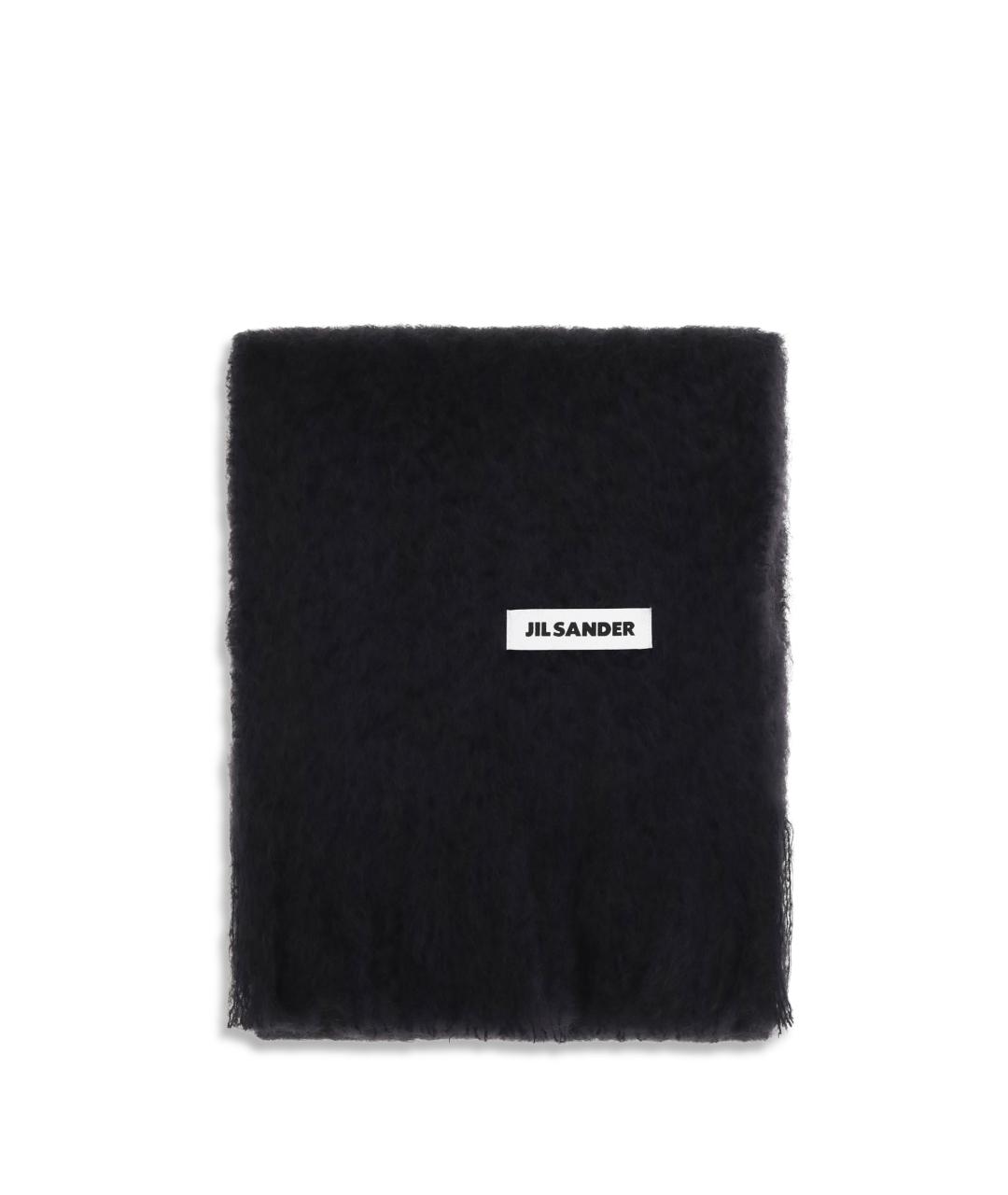 JIL SANDER Черный шерстяной шарф, фото 1