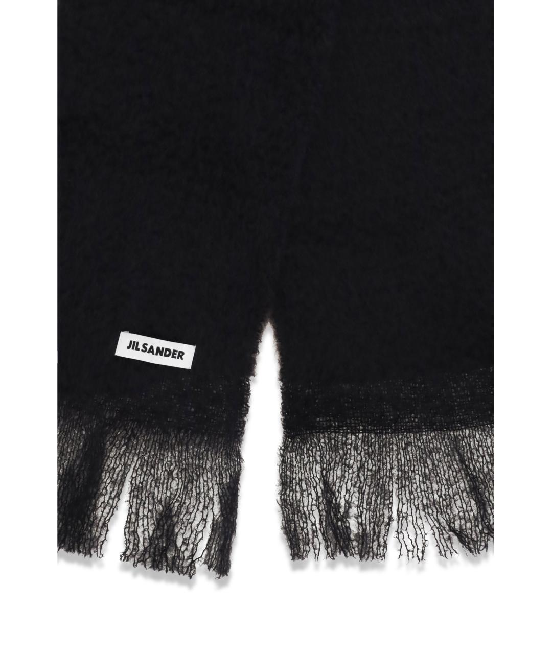 JIL SANDER Черный шерстяной шарф, фото 3