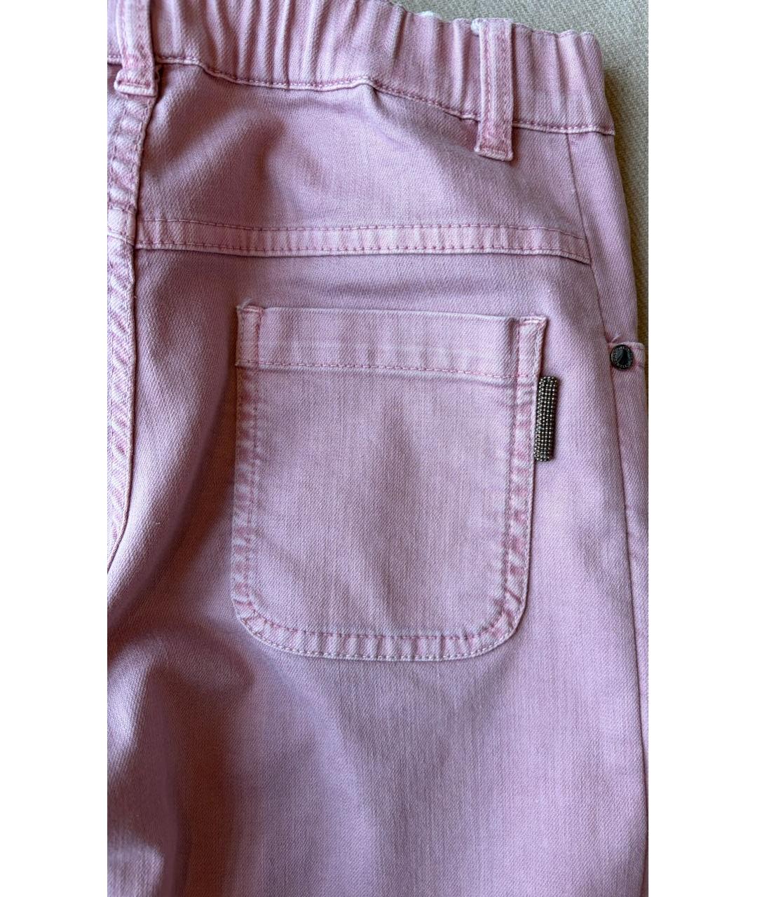 BRUNELLO CUCINELLI Розовые хлопковые детские джинсы, фото 4