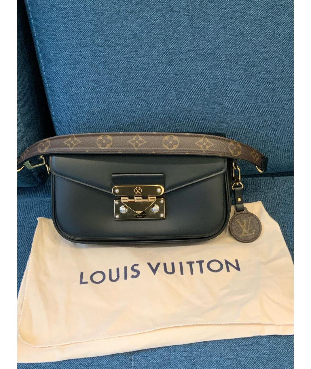 LOUIS VUITTON Черная кожаная сумка через плечо, фото 9