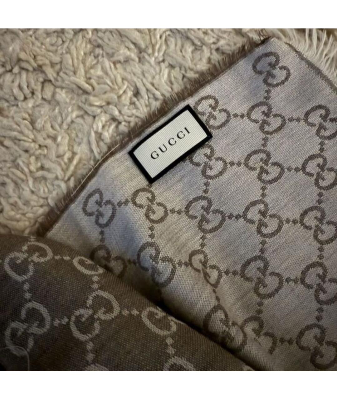 GUCCI Бежевый шарф, фото 4