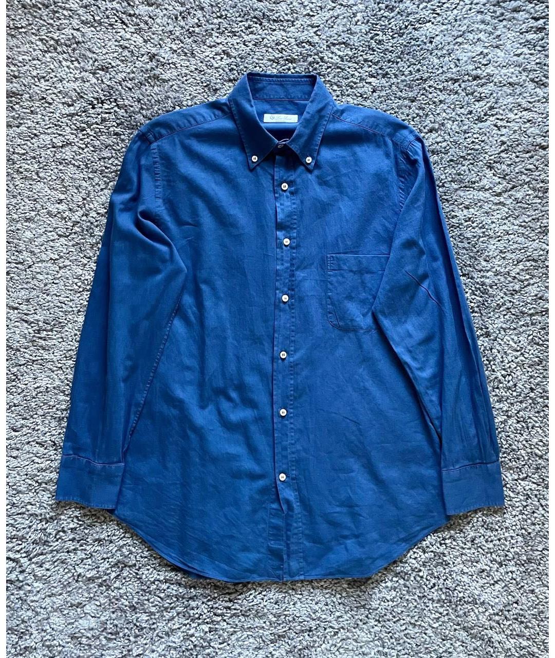 LORO PIANA Синяя хлопковая кэжуал рубашка, фото 8