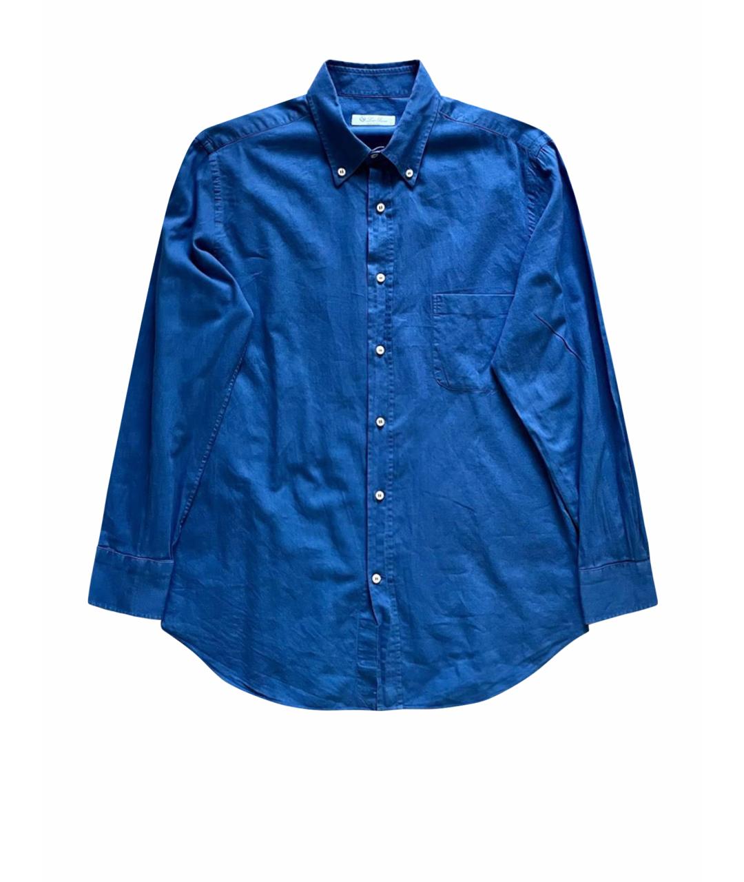 LORO PIANA Синяя хлопковая кэжуал рубашка, фото 1
