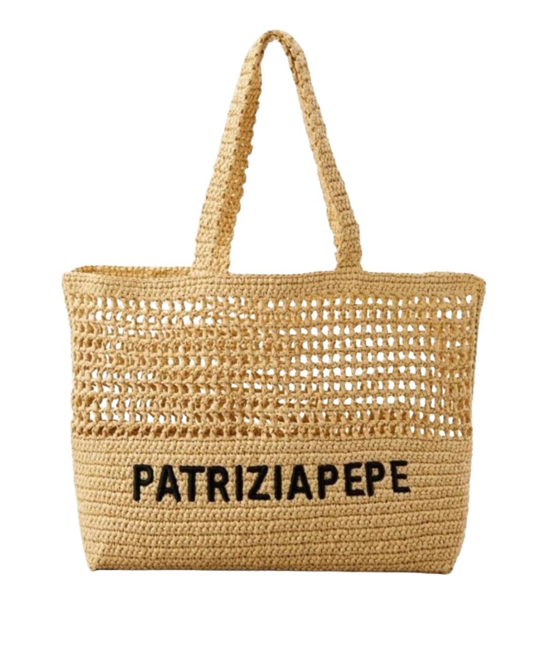 PATRIZIA PEPE Бежевая плетеная пляжная сумка, фото 1