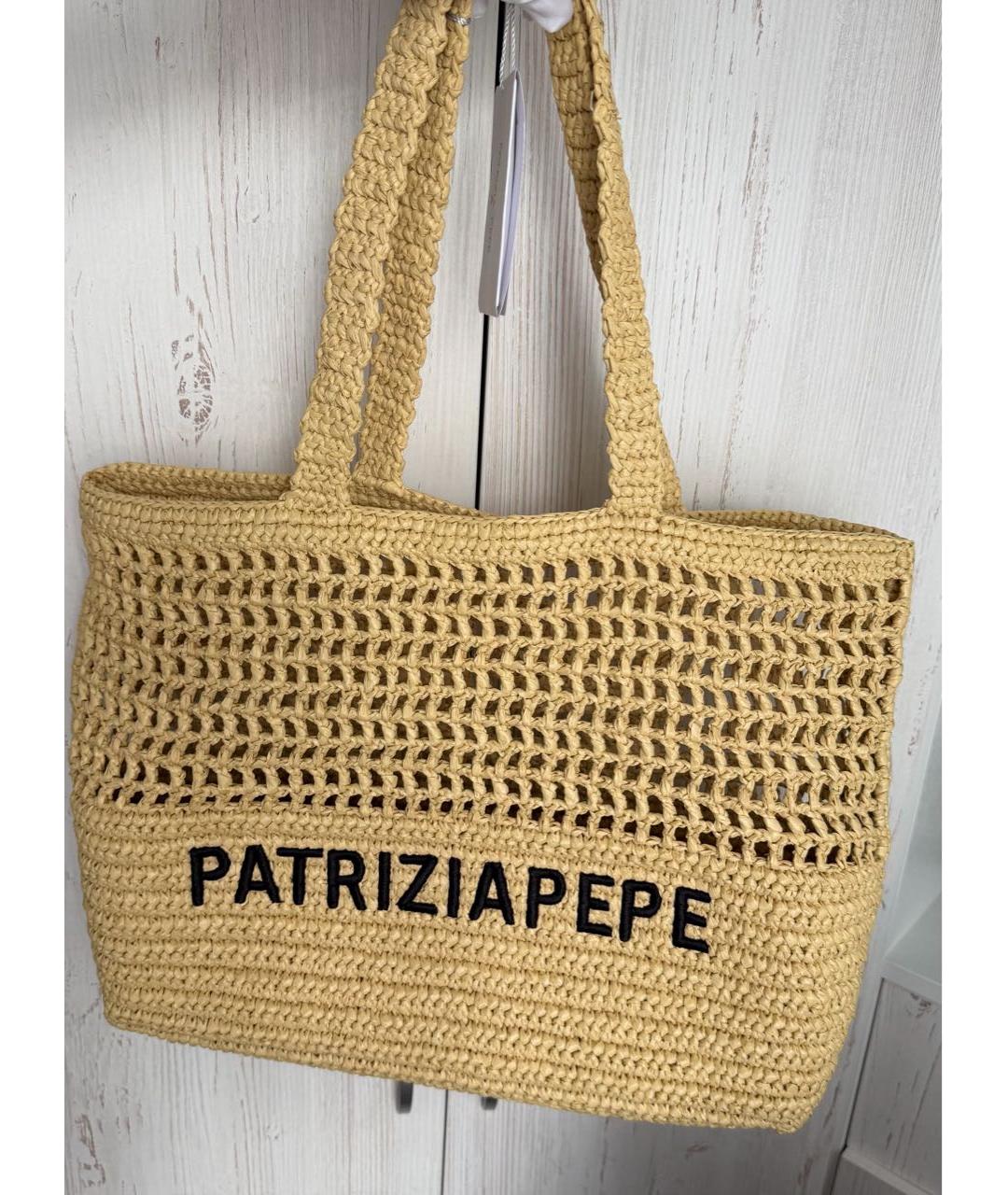 PATRIZIA PEPE Бежевая плетеная пляжная сумка, фото 4