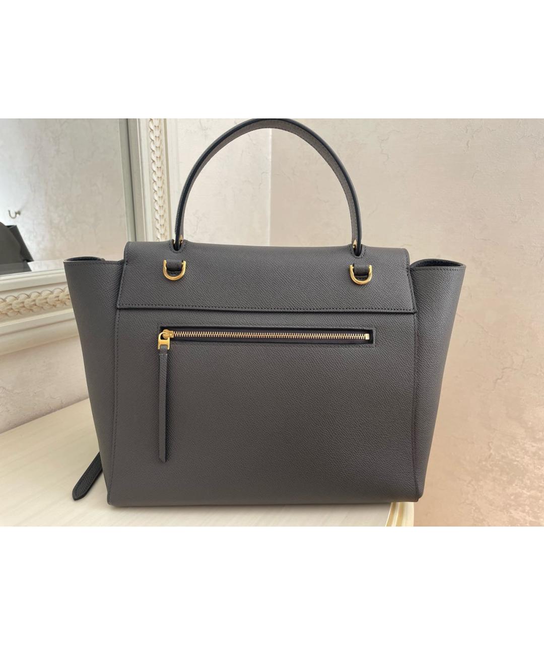 CELINE Серая кожаная сумка тоут, фото 3