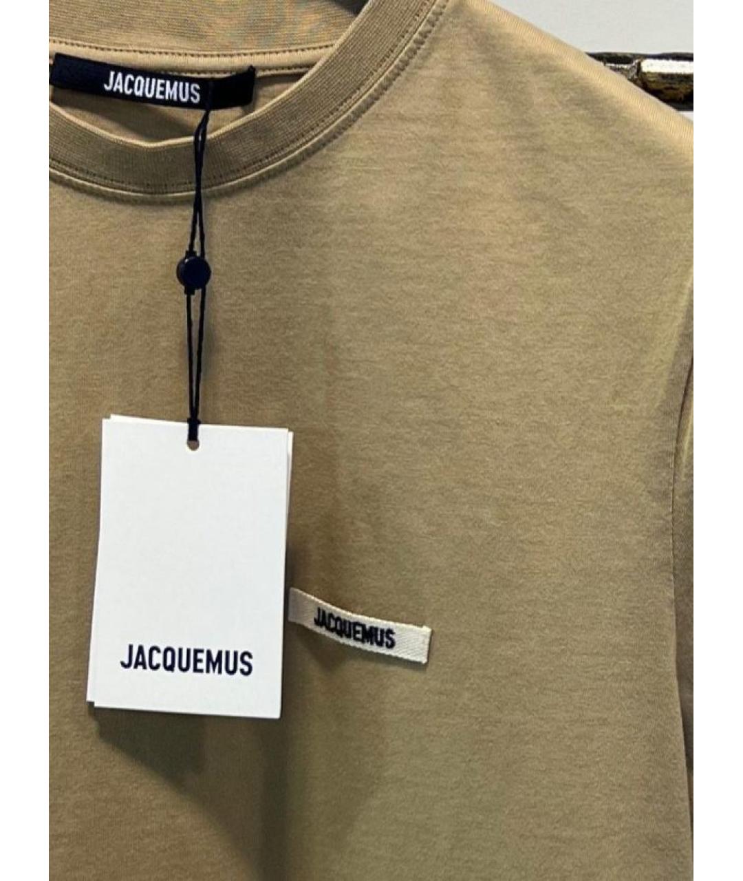 JACQUEMUS Коричневая хлопковая футболка, фото 3