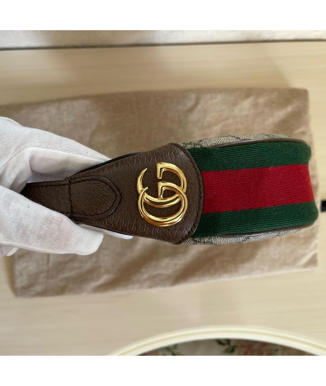 GUCCI Бежевая тканевая сумка с короткими ручками, фото 2