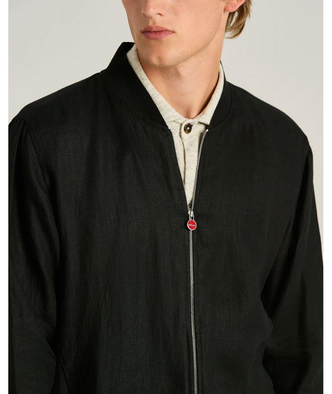 KITON Черная льняная куртка, фото 4