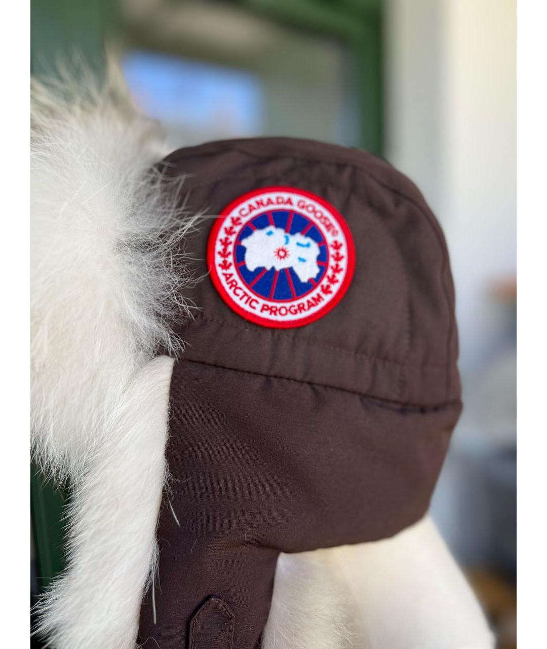 CANADA GOOSE Коричневая синтетическая шапка, фото 2