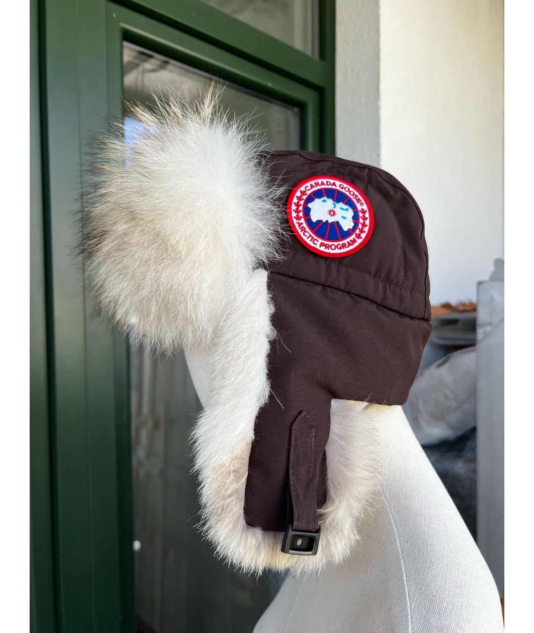 CANADA GOOSE Коричневая синтетическая шапка, фото 9