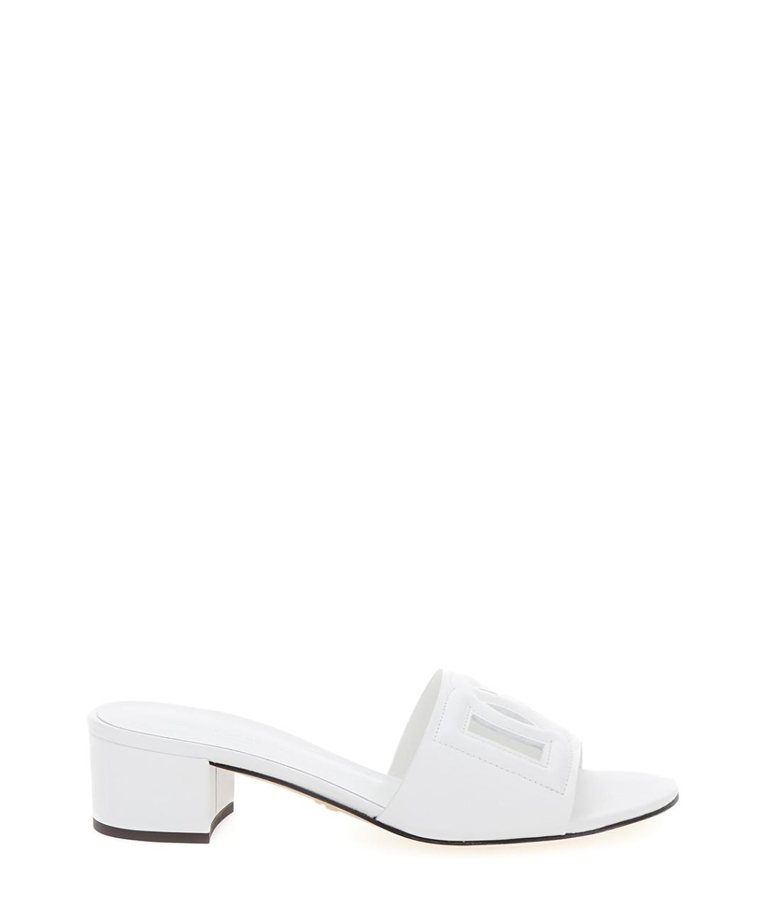 DOLCE&GABBANA Белые кожаные босоножки, фото 1