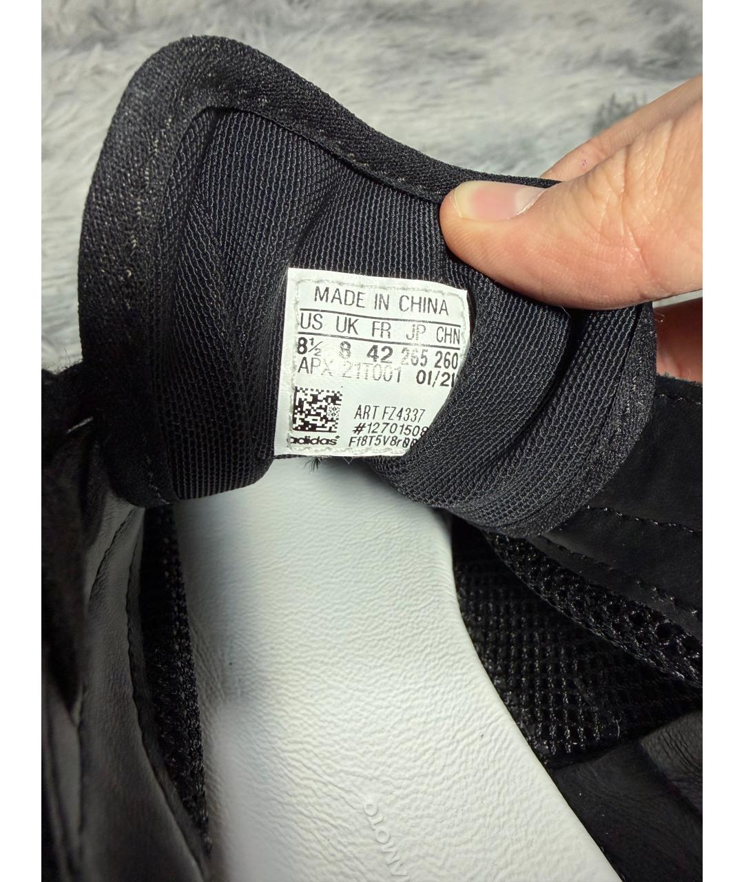 Y-3 Черные кожаные низкие кроссовки / кеды, фото 5