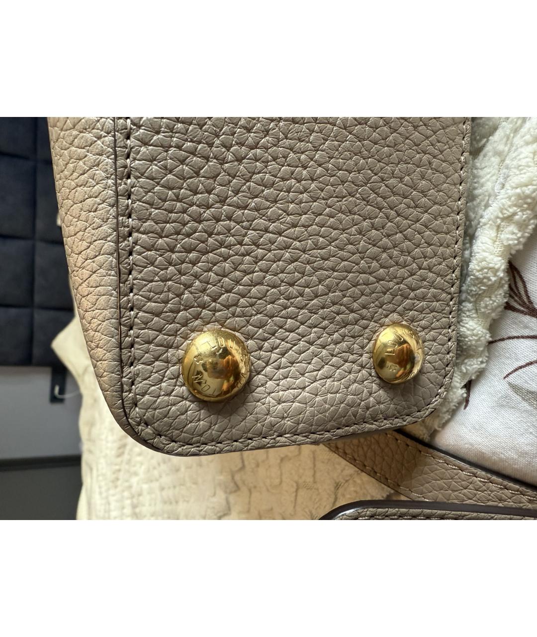 LOUIS VUITTON Бежевая кожаная сумка через плечо, фото 5