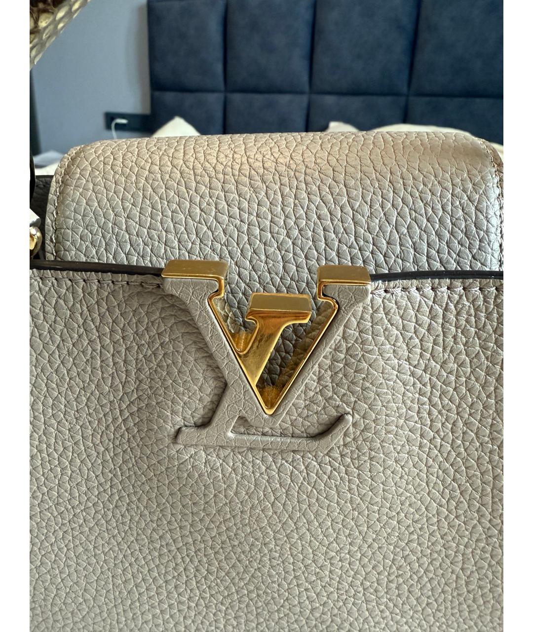 LOUIS VUITTON Бежевая кожаная сумка через плечо, фото 3