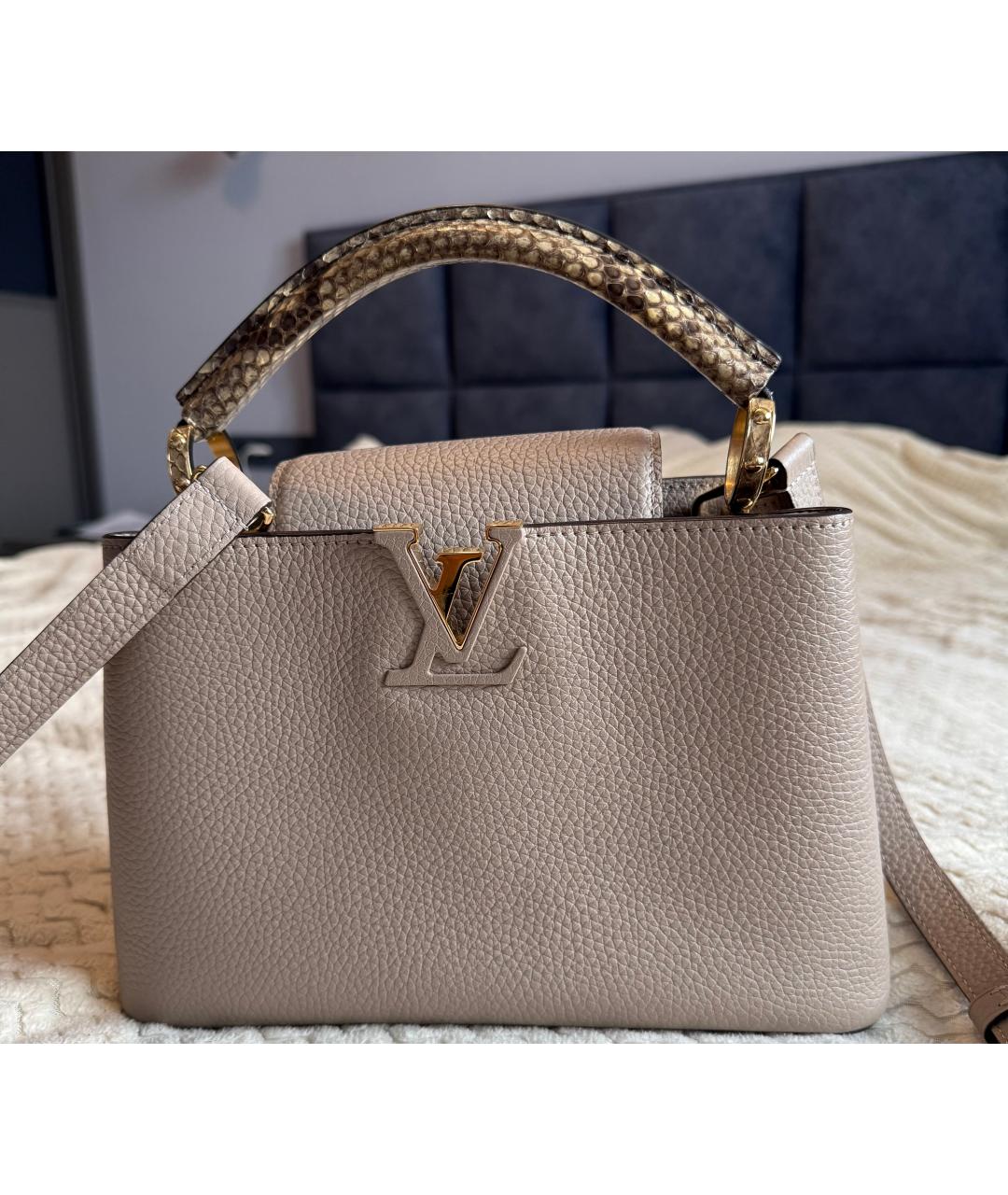 LOUIS VUITTON Бежевая кожаная сумка через плечо, фото 6