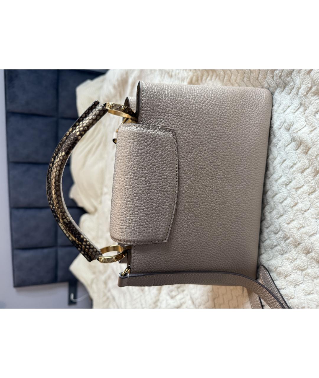 LOUIS VUITTON Бежевая кожаная сумка через плечо, фото 2