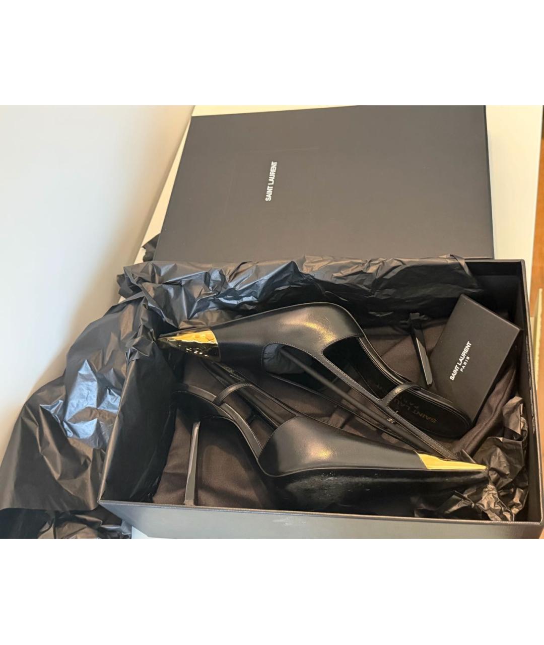 SAINT LAURENT Черные кожаные туфли, фото 6