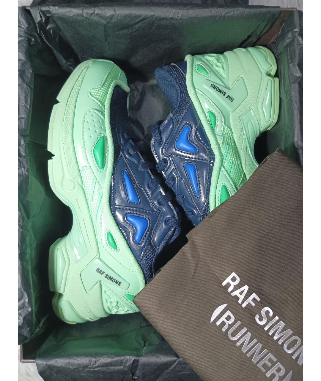 RAF SIMONS Зеленые кожаные кроссовки, фото 5