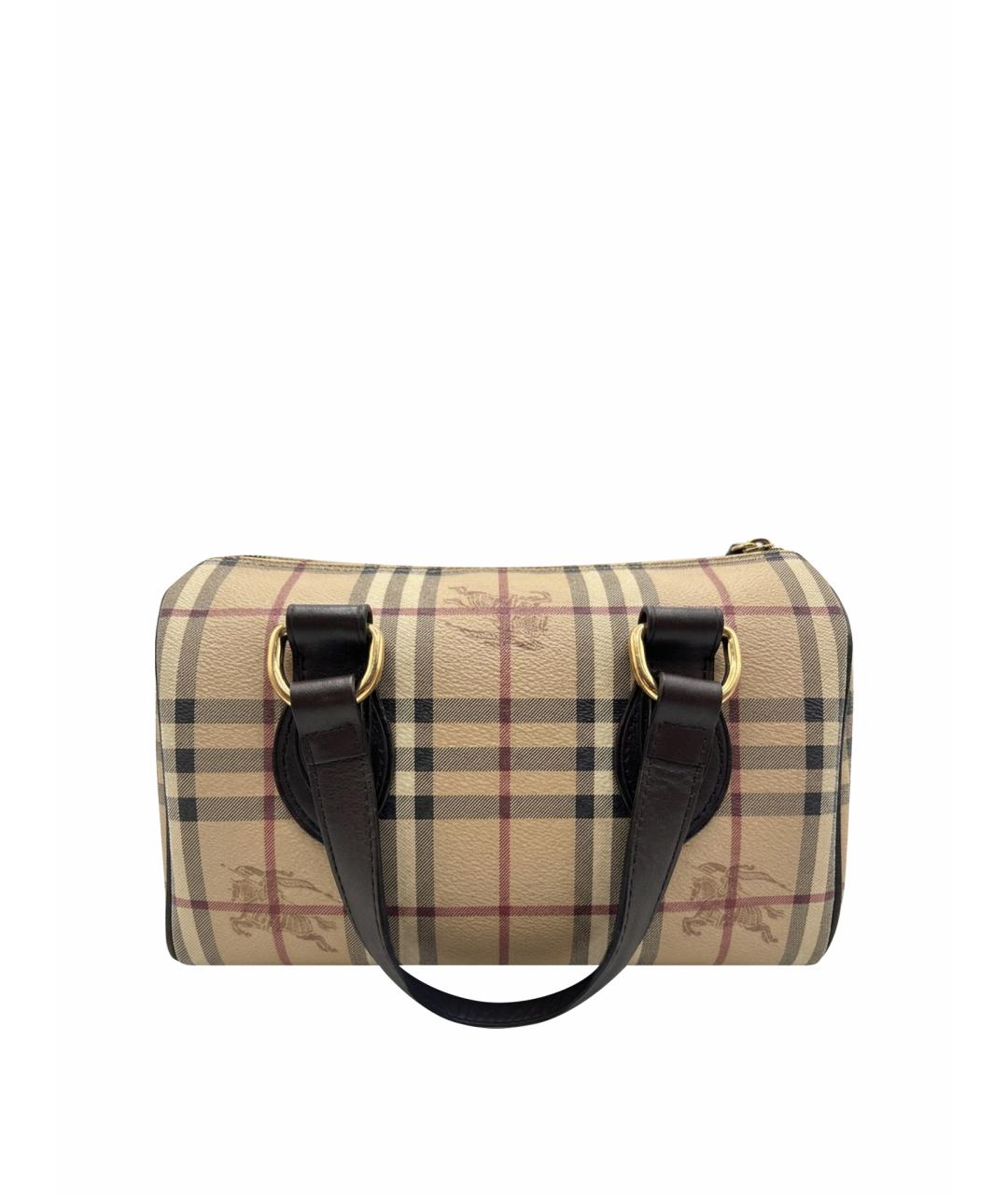 BURBERRY Бежевая кожаная сумка с короткими ручками, фото 1
