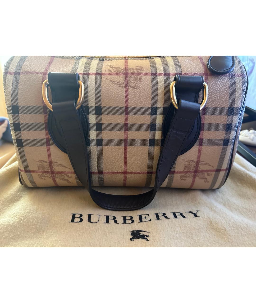 BURBERRY Бежевая кожаная сумка с короткими ручками, фото 5
