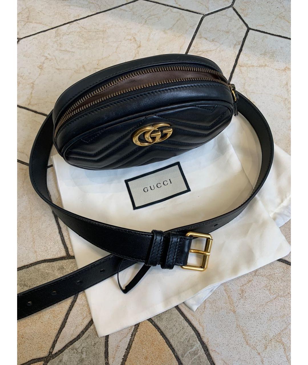 GUCCI Черная кожаная поясная сумка, фото 2